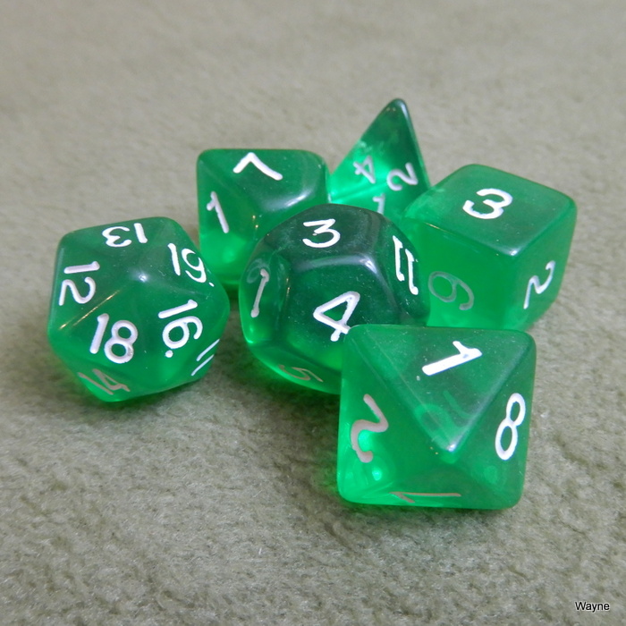 Translucent Green 6 Dice Set